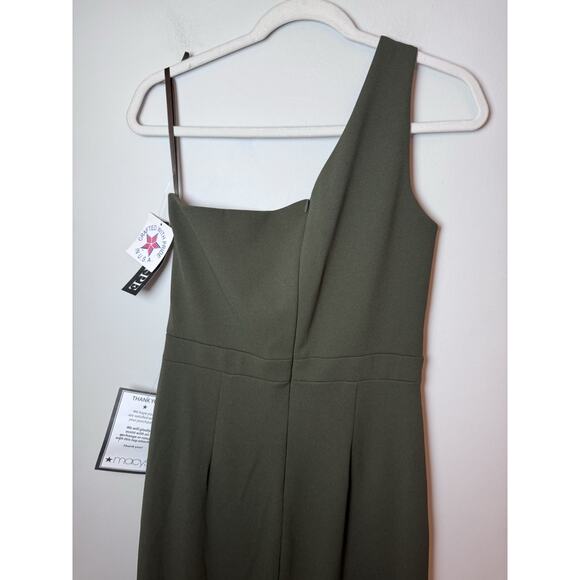 XSCAPE One Shoulder Asymmetric Hem Gown STYLE: 4840X Olive Green Sz 12 NWT $239 - Picture 10 of 15